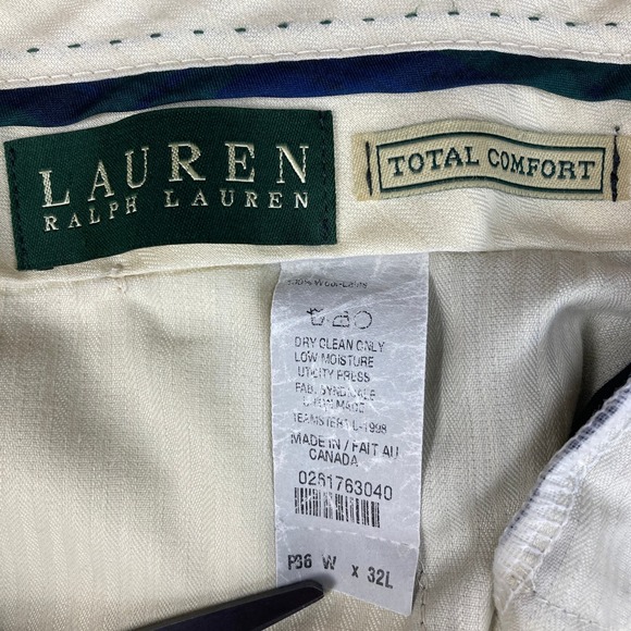 Ralph Lauren Wool Dress Pants Mens 36x32 (35x28) Black Cuffed Pleated‎ Comfort - Picture 9 of 11